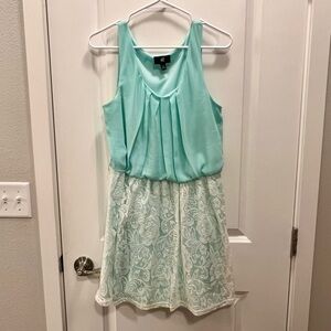 Iz Byer - Mint Green and Lace Dress